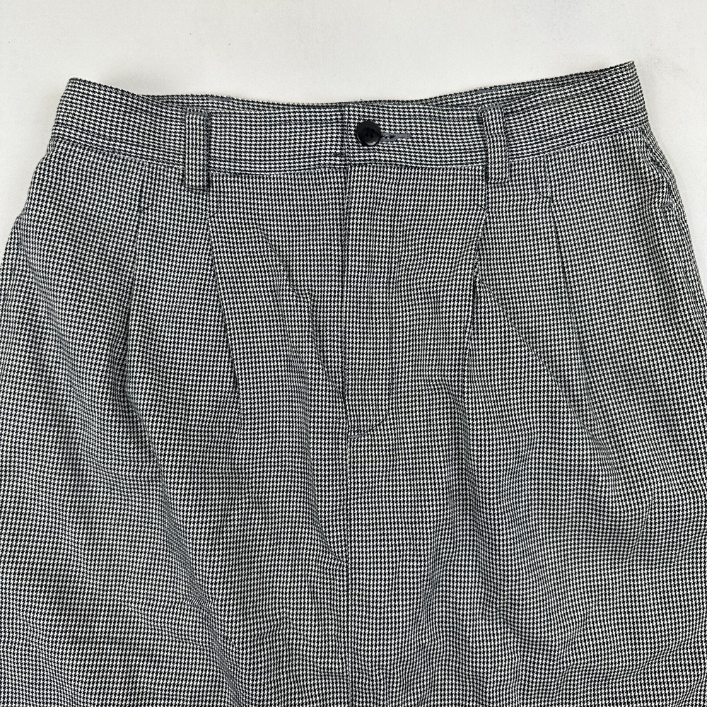 VTG Liz Sport Black White Houndstooth High Waist Pencil Skirt 100% Cotton Sz 10 - Picture 3 of 11